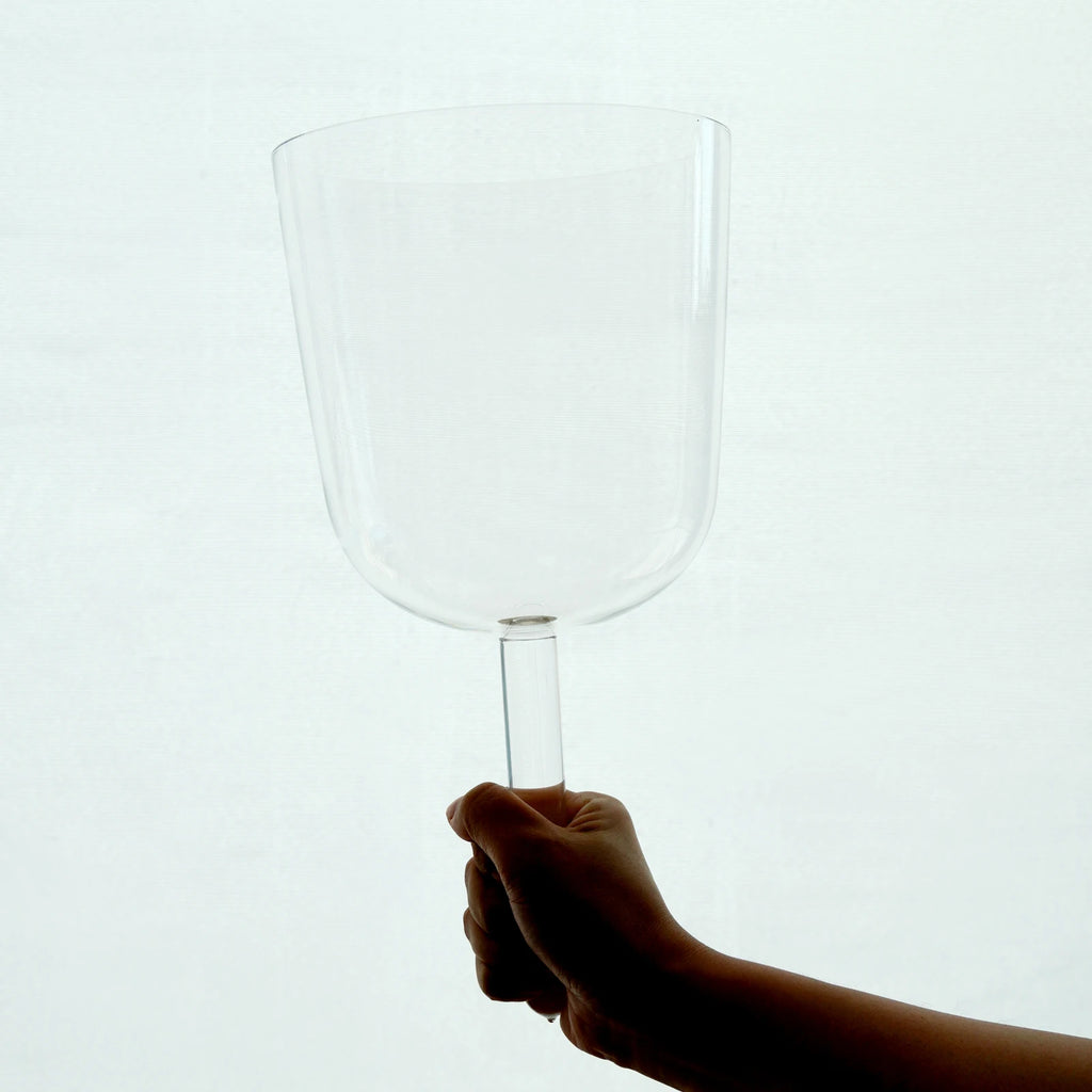 6 inch Handle Crystal Singing Bowl Clear with Case