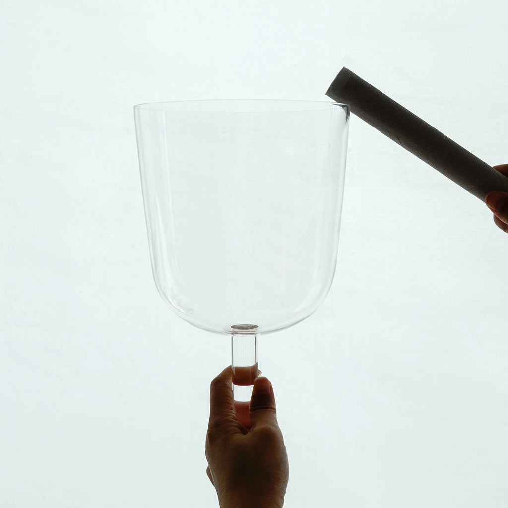 6 inch Handle Crystal Singing Bowl Clear with Case